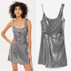 Topshop Drape Sequin Mini Dress